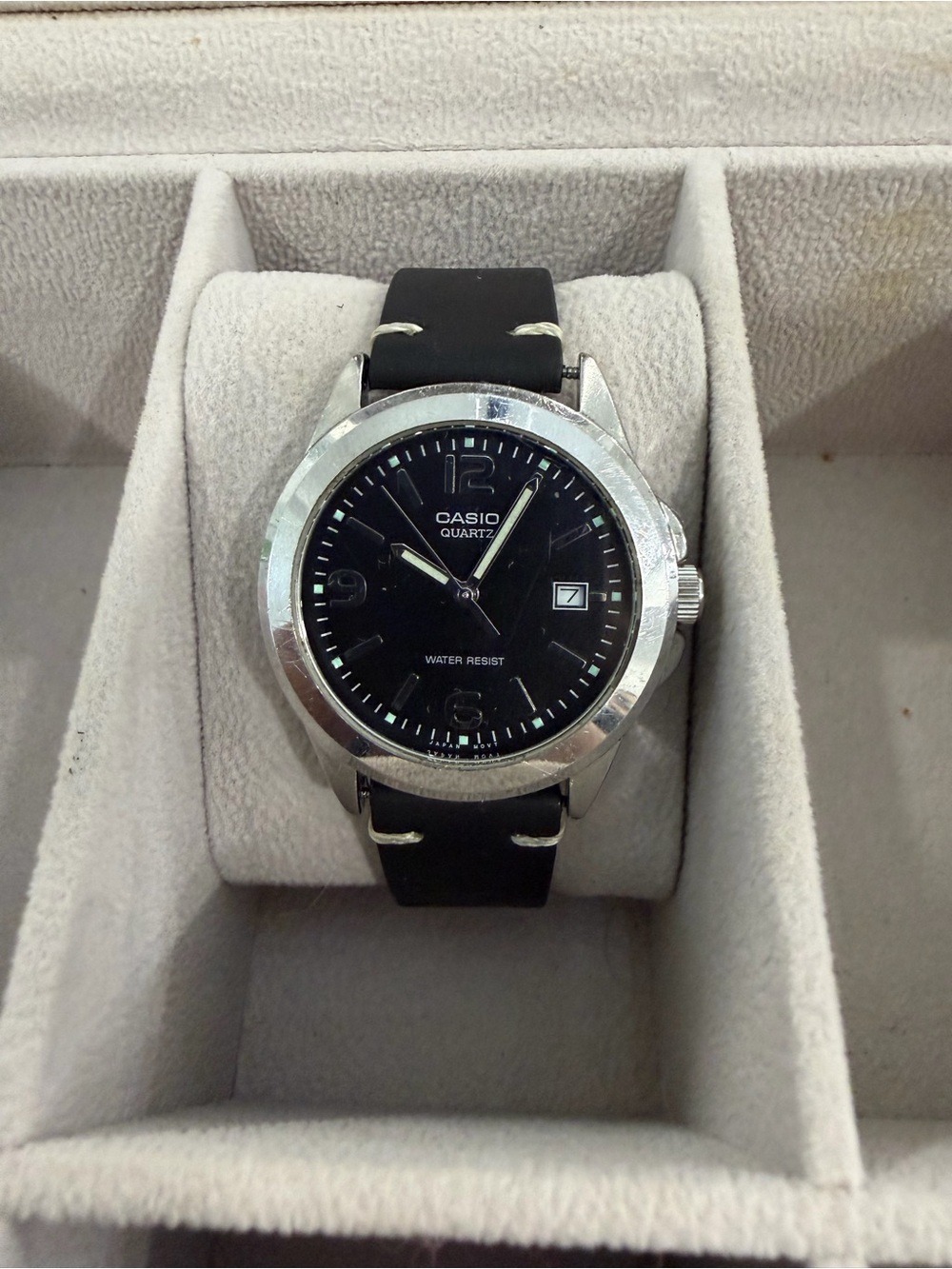 Casio Black Dial Men's Quartz Watch with Silver Case